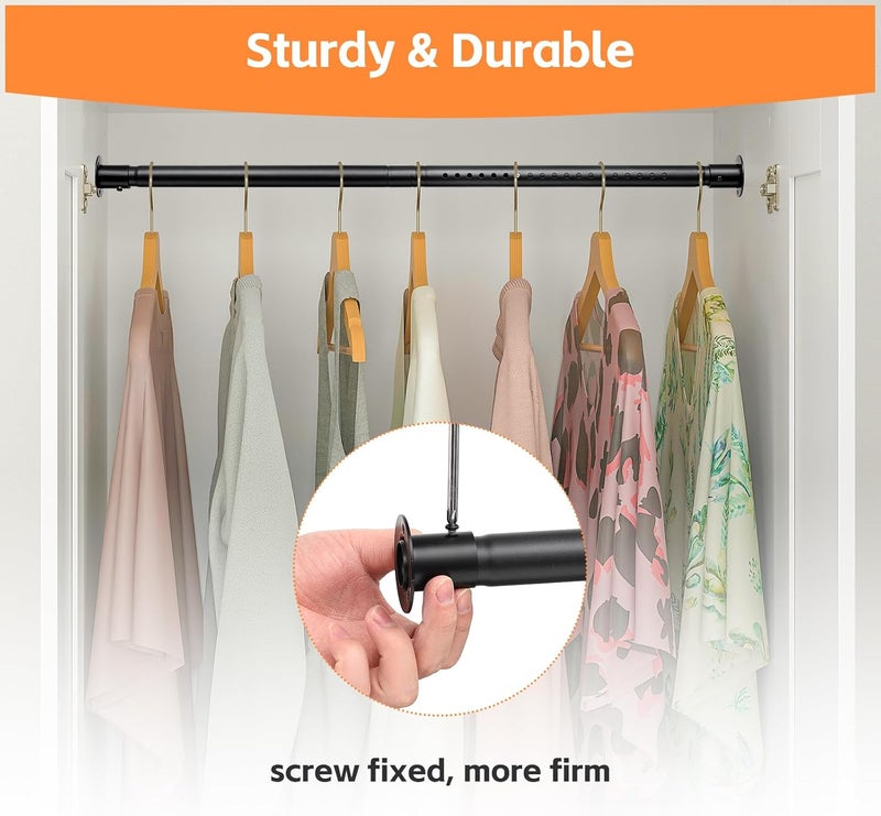 FactionGarden Closet Rods for Hanging Clothes, Heavy Duty Closet Rod 17-82 Inch Adjustable Clothes Hanging Bar Metal Shower Curtain Rods for Closet, Wardrobes, Bathroom, Windows - Image 4